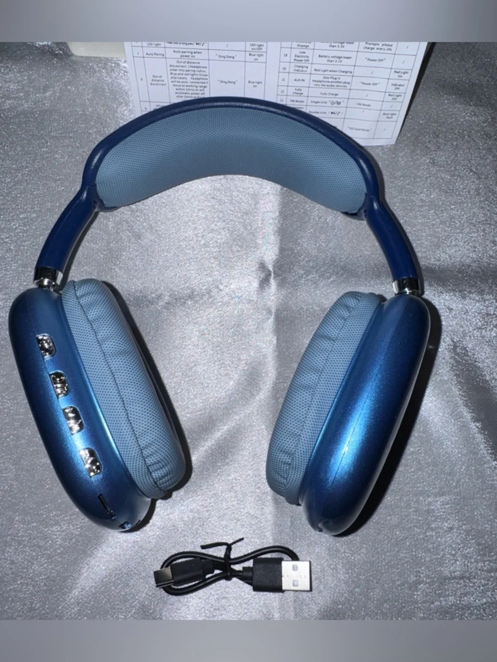P9 Pro Max Over-Ear Wireless Headphones in Blue, NEW - Picture 7 of 15